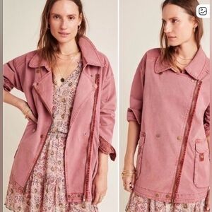 Anthropologie Pink Letty Relaxed Moto Utility Jacket Size Small